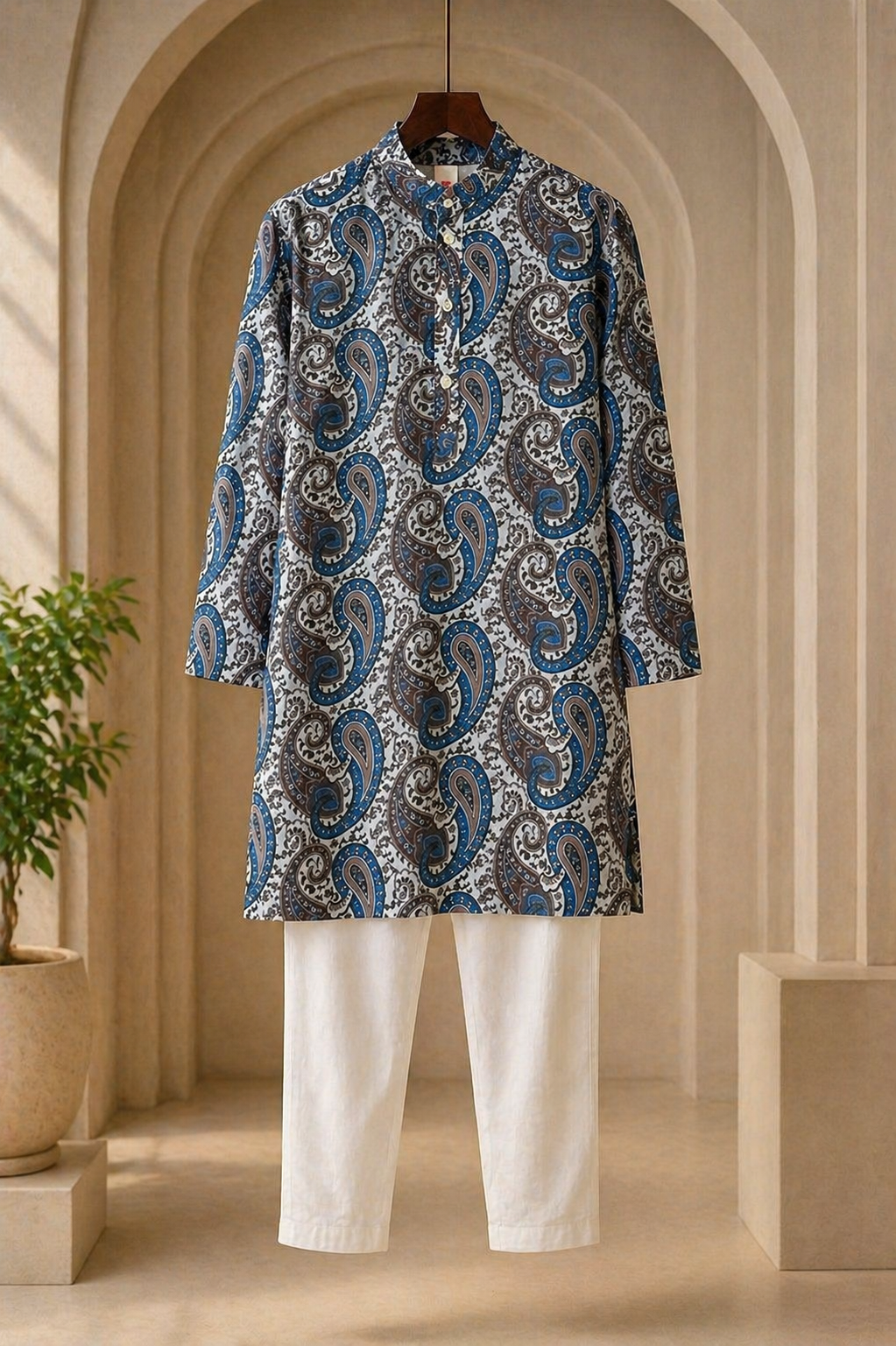 Misbis Boy's Printed Kurta With Pyjama