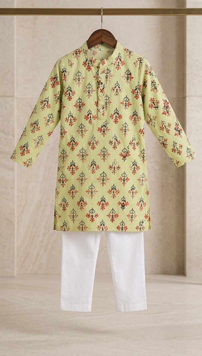 Misbis Boy's Embroidery Kurta With Pyjama