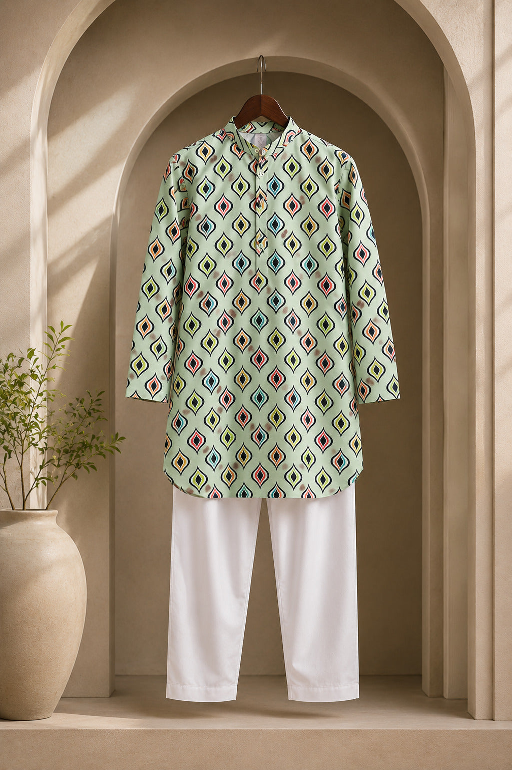 Misbis Boy's Printed Kurta With Pyjama