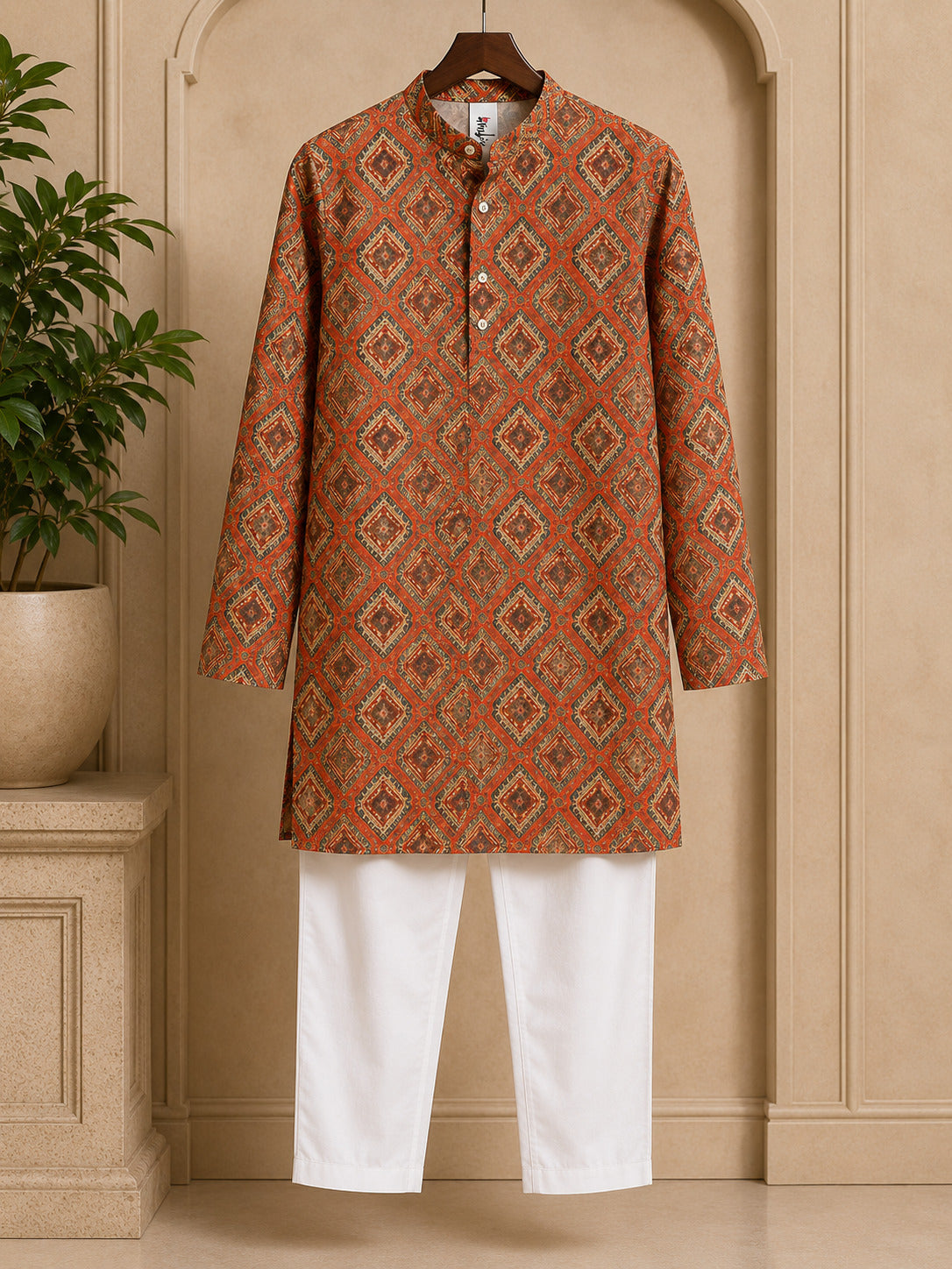 Misbis Boy's Printed Kurta With Pyjama