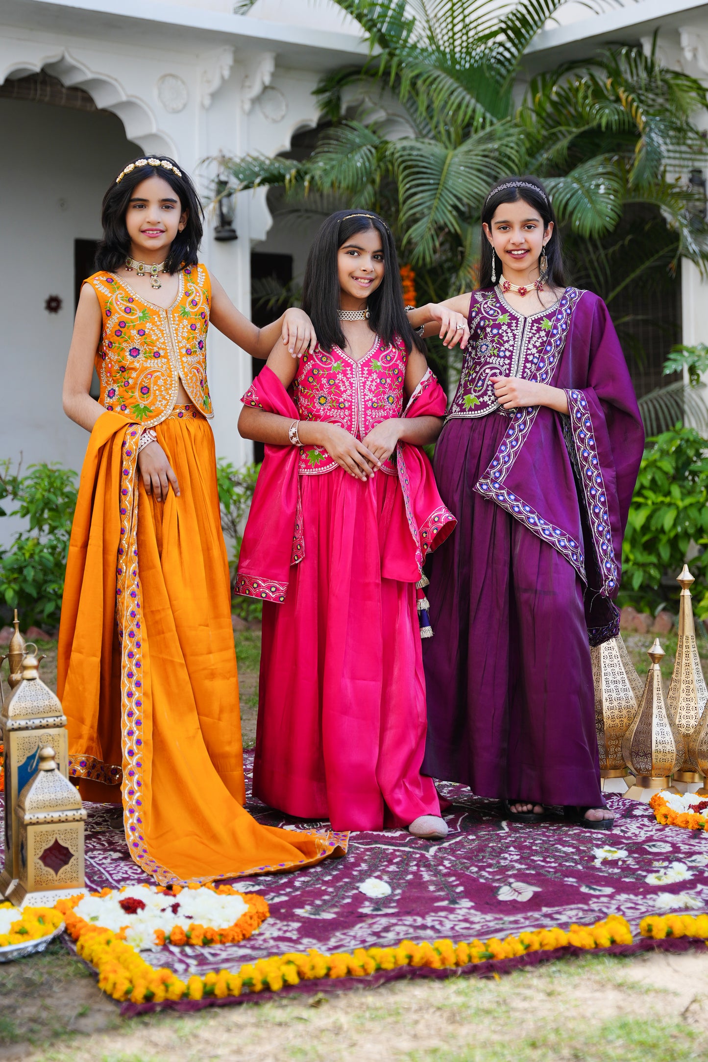 Wine Embroidered Lehenga Choli with Scalloped Dupatta