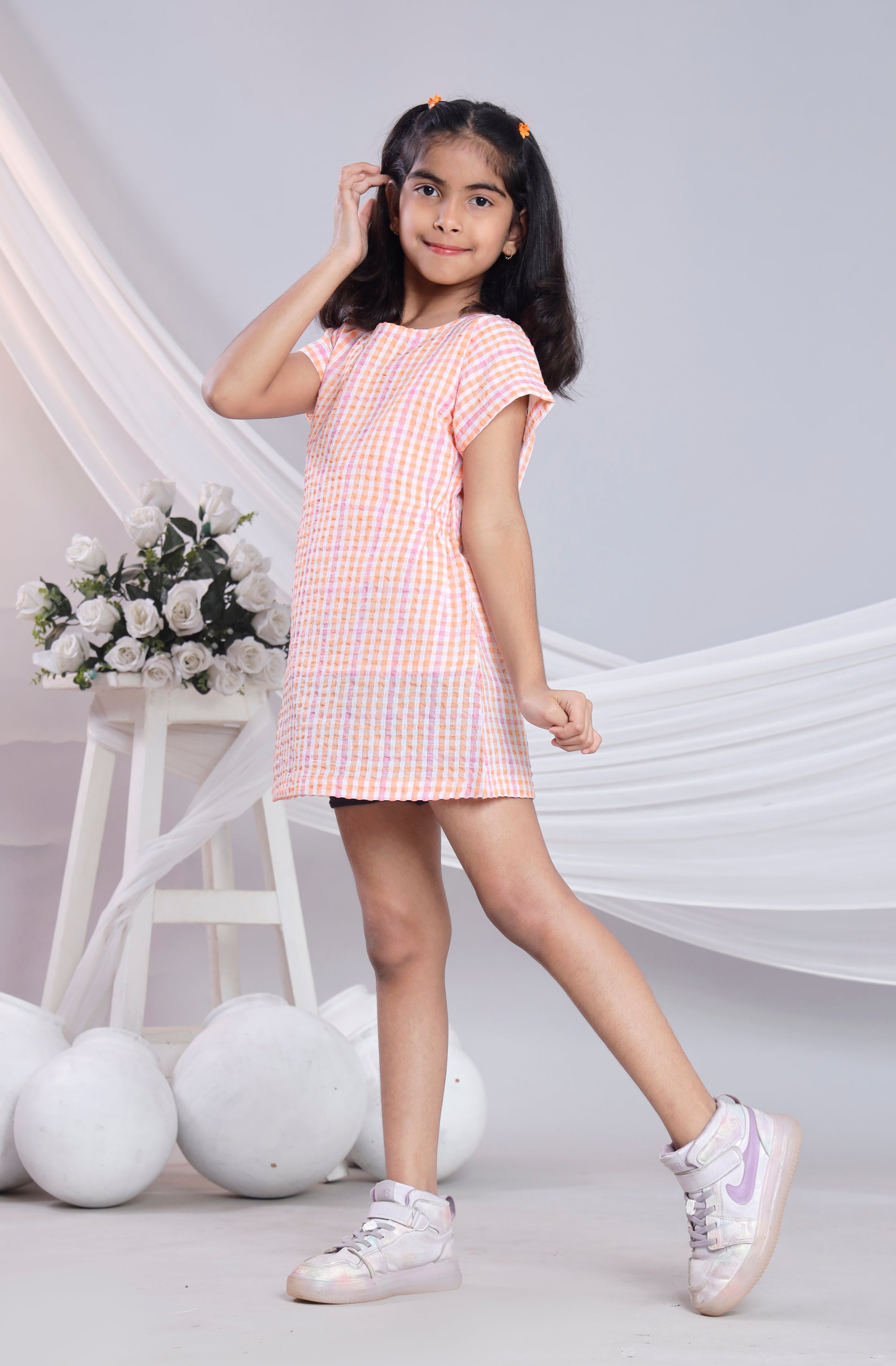 Misbis Check Print Summer Soft Stylish Dress