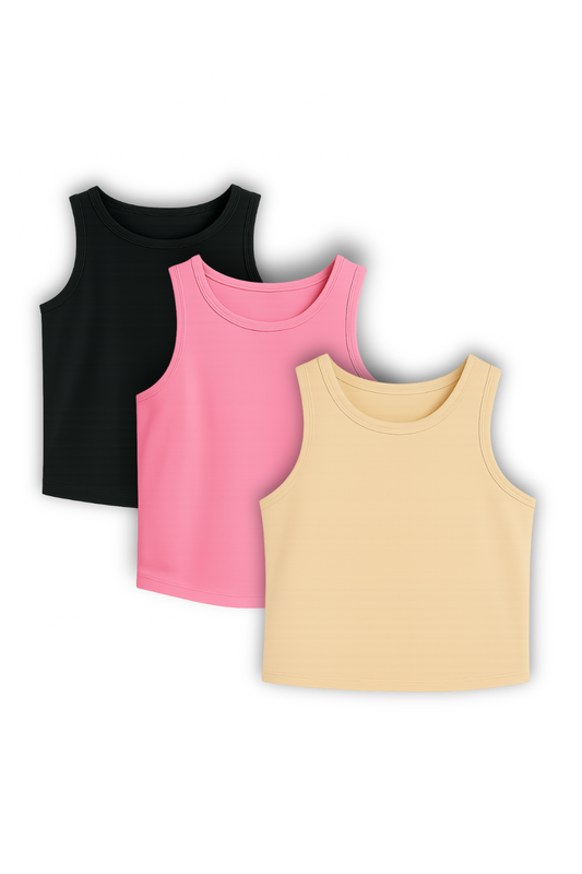 Plain Color 3-Pack Girl's Vests