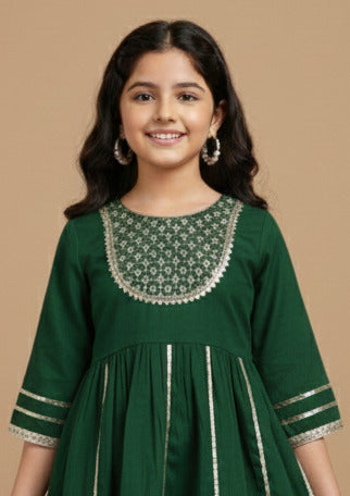 Misbis Girl's Sequence Work Kurta Sharara Set