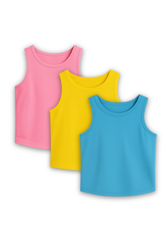 Plain Color 3-Pack Girl's Vests