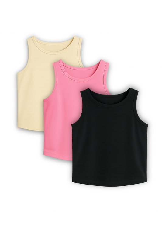 Plain Color 3-Pack Girl's Vests