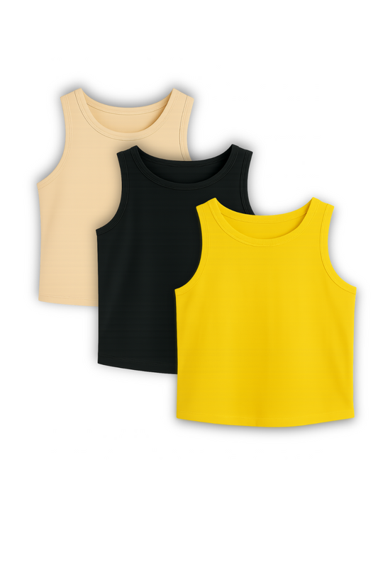 Plain Color 3-Pack Girl's Vests
