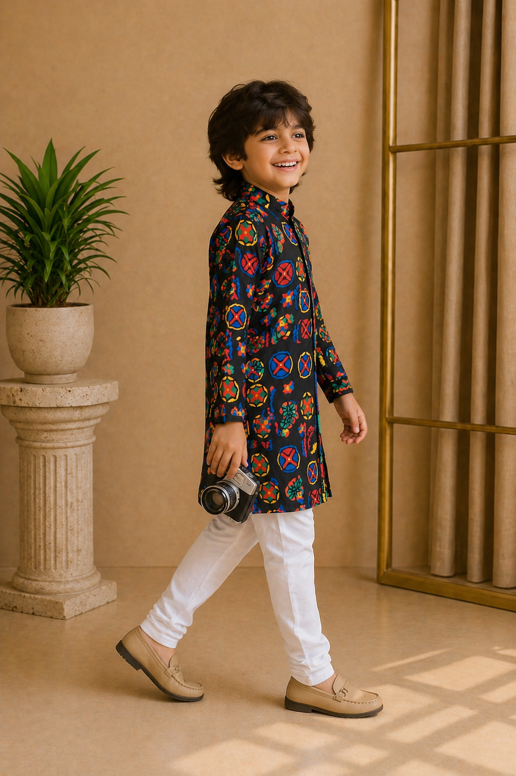 Misbis Boy's Printed Kurta With Pyjama