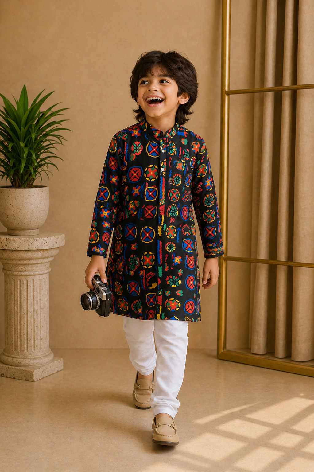 Misbis Boy's Printed Kurta With Pyjama