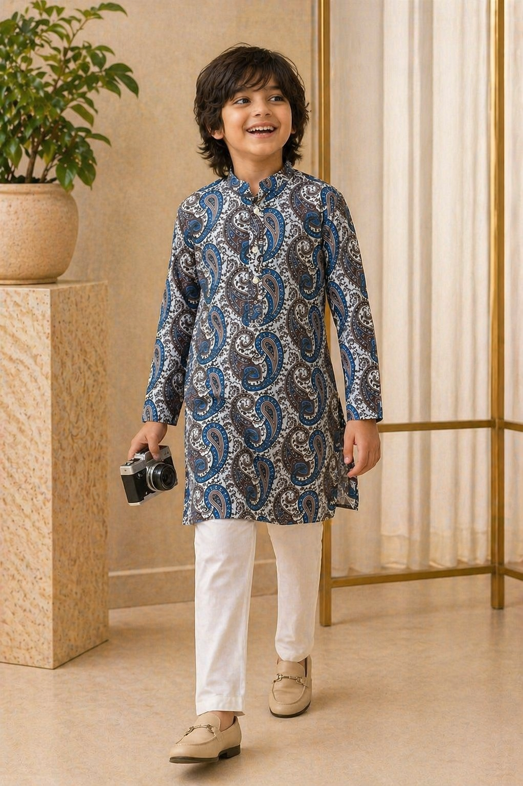 Misbis Boy's Printed Kurta With Pyjama