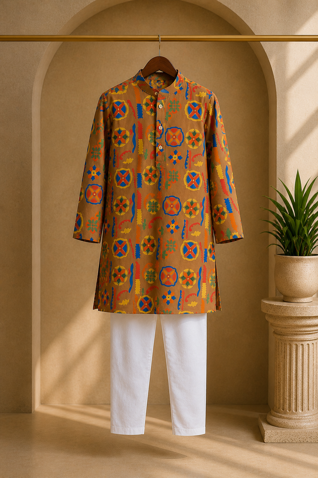 Misbis Boy's Printed Kurta With Pyjama