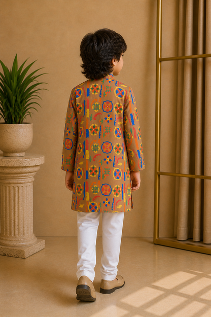 Misbis Boy's Printed Kurta With Pyjama