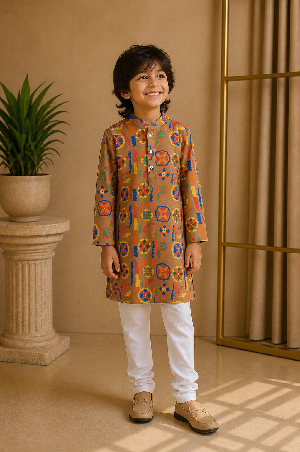 Misbis Boy's Printed Kurta With Pyjama