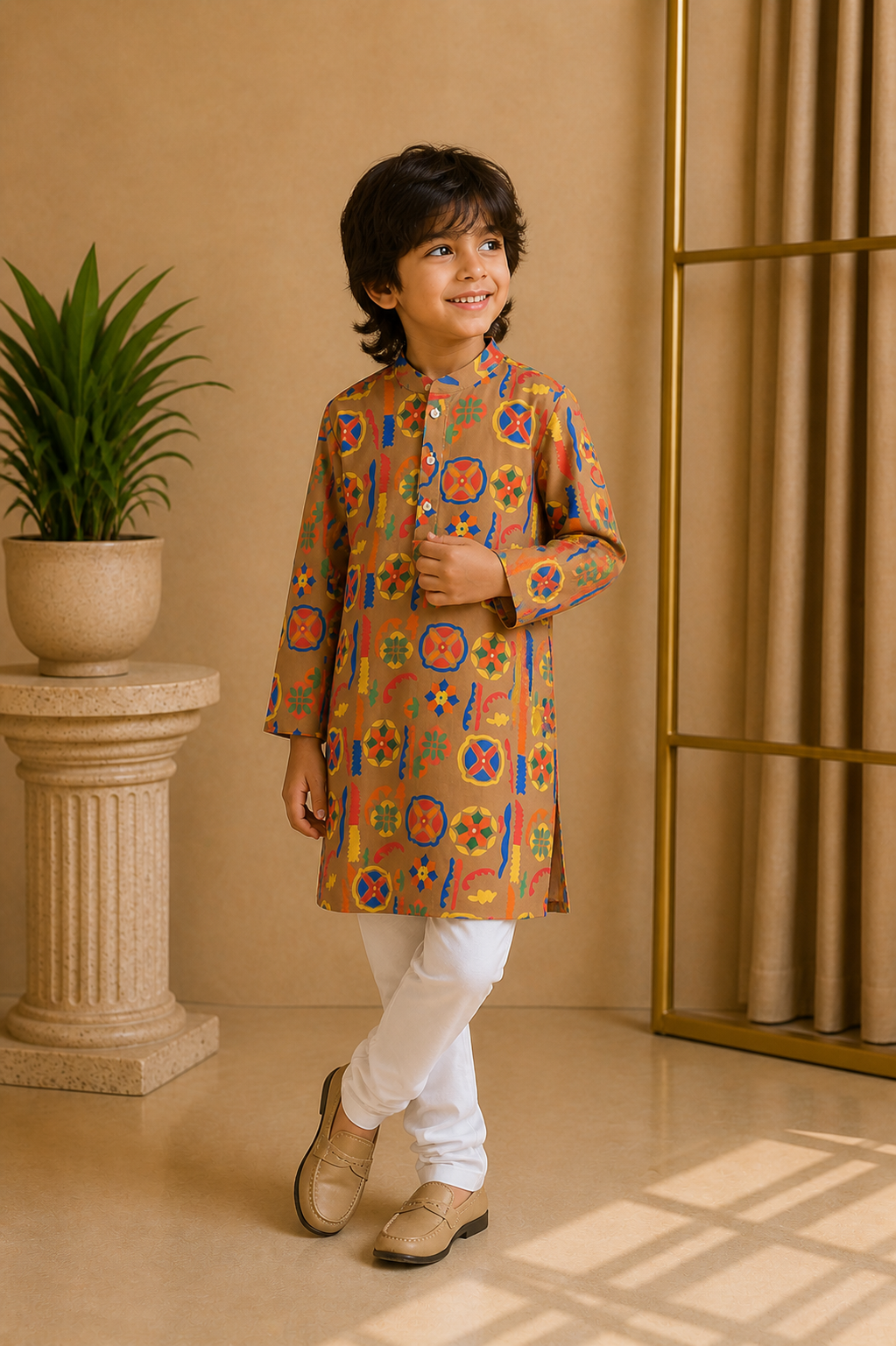 Misbis Boy's Printed Kurta With Pyjama