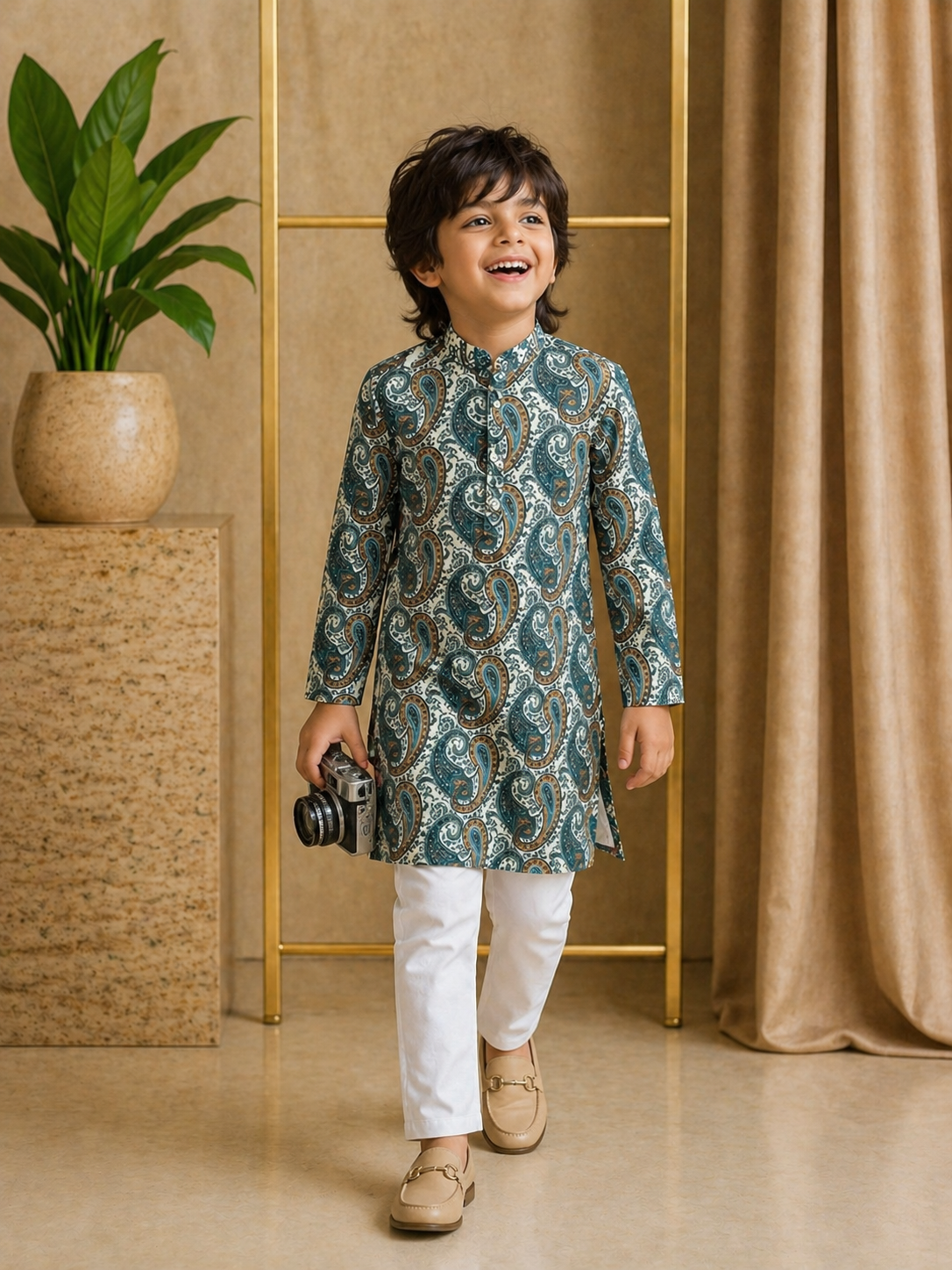 Misbis Boy's Printed Kurta With Pyjama