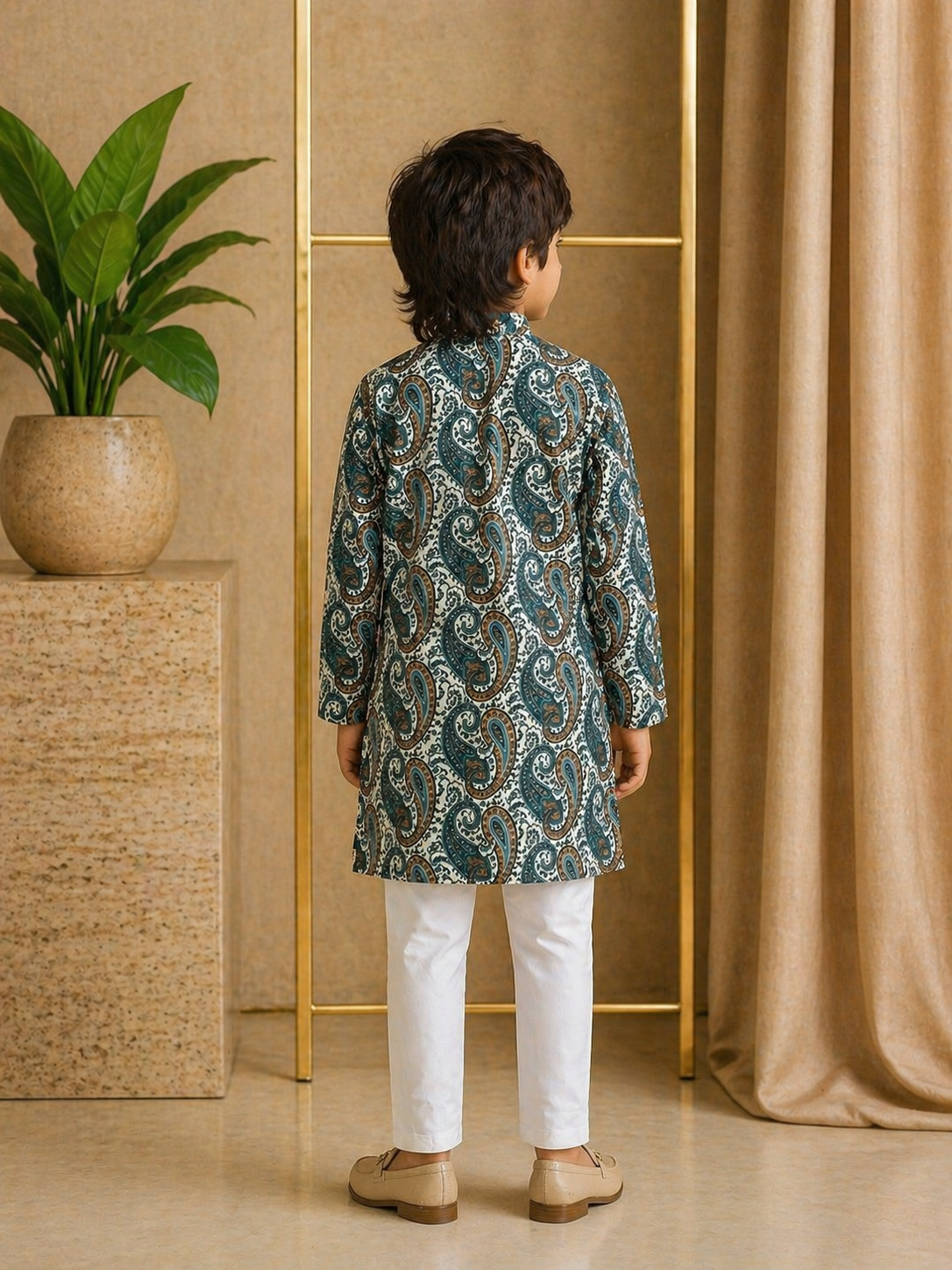 Misbis Boy's Printed Kurta With Pyjama