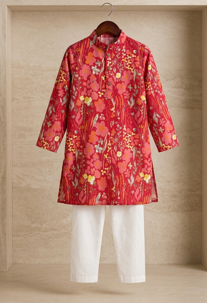 Misbis Boy's Printed Kurta With Pyjama