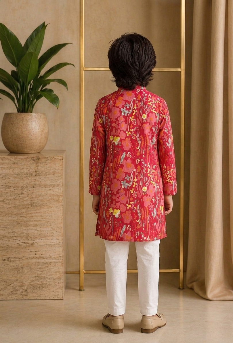 Misbis Boy's Printed Kurta With Pyjama