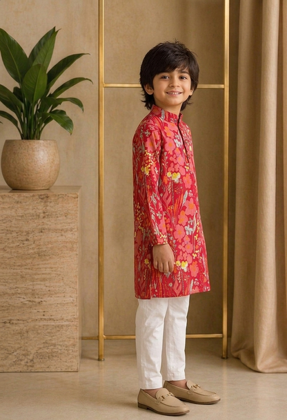 Misbis Boy's Printed Kurta With Pyjama