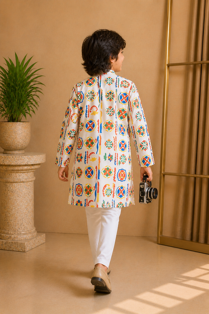 Misbis Boy's Printed Kurta With Pyjama