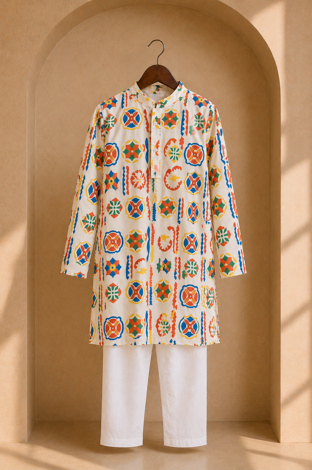 Misbis Boy's Printed Kurta With Pyjama