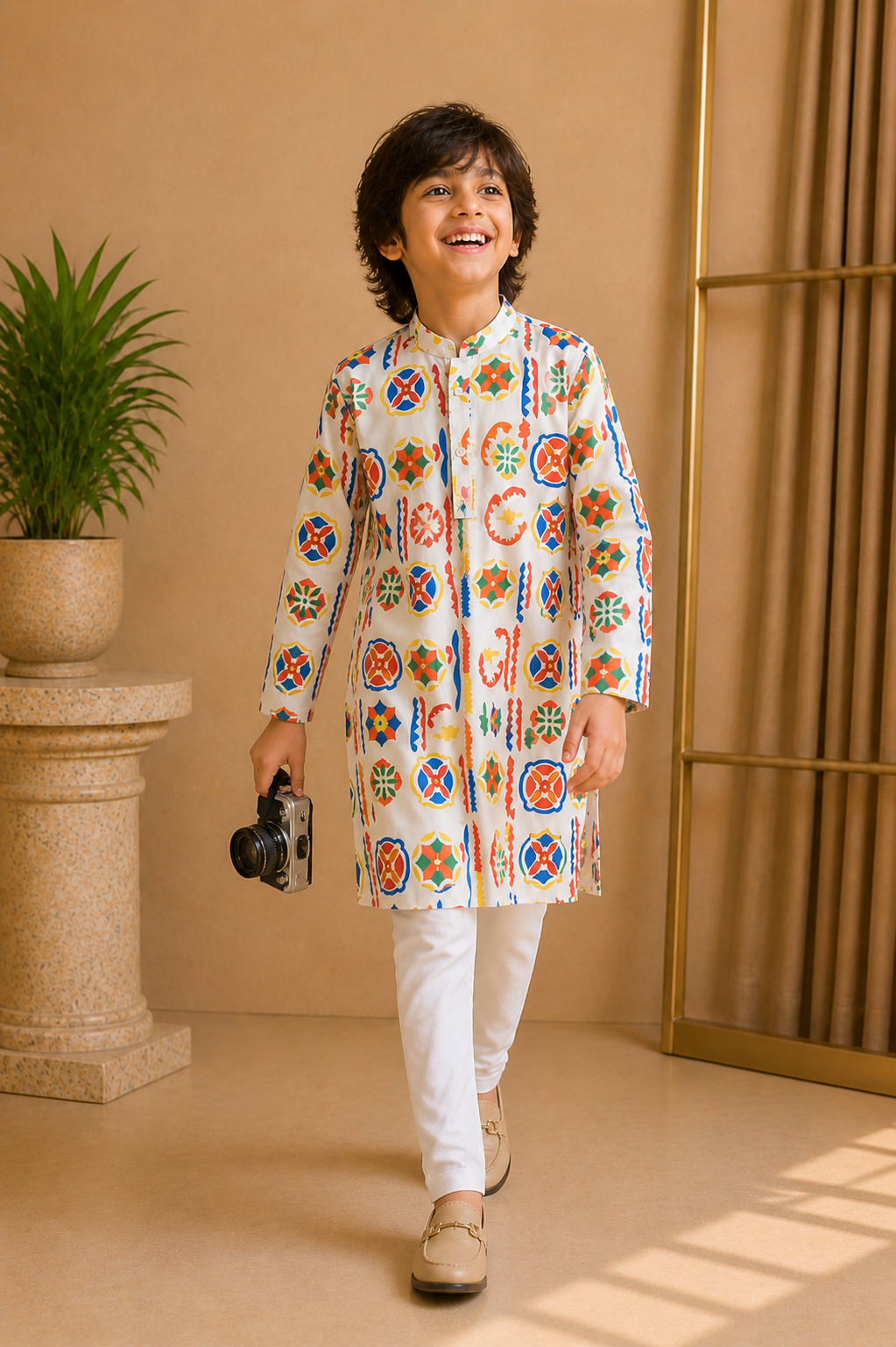 Misbis Boy's Printed Kurta With Pyjama