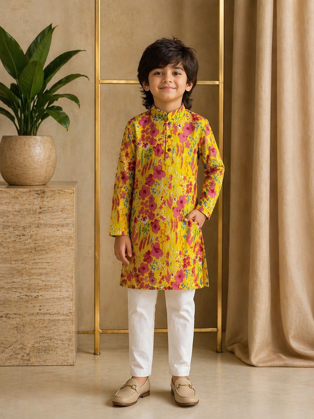 Misbis Boy's Printed Kurta With Pyjama