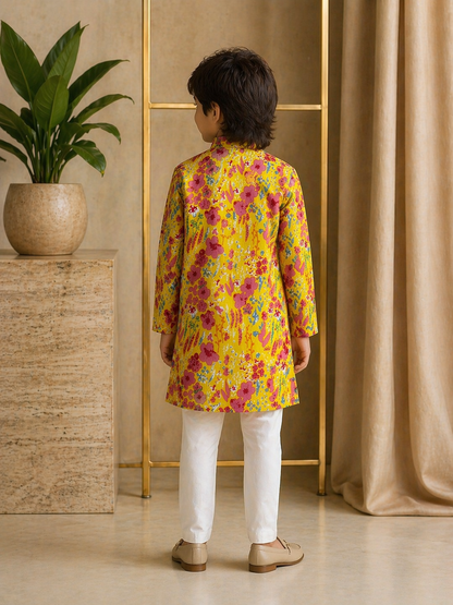 Misbis Boy's Printed Kurta With Pyjama