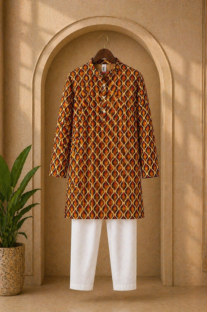 Misbis Boy's Embroidery Kurta With Pyjama