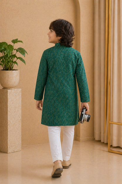 Misbis Boy's Embroidery Kurta With Pyjama