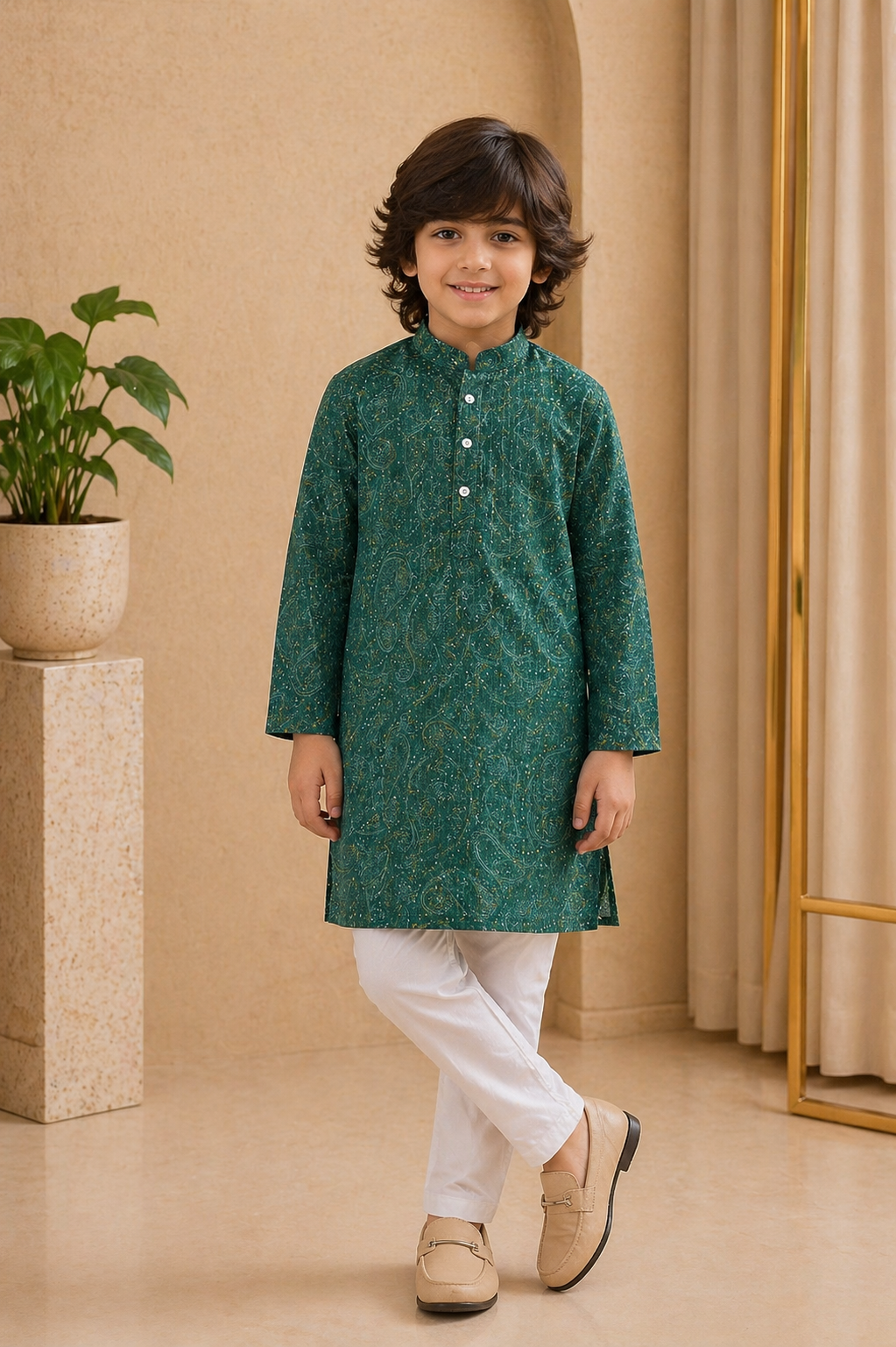 Misbis Boy's Embroidery Kurta With Pyjama