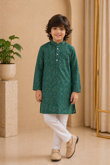 Misbis Boy's Embroidery Kurta With Pyjama