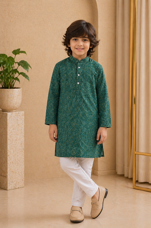 Misbis Boy's Embroidery Kurta With Pyjama
