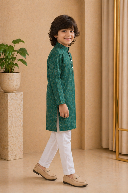 Misbis Boy's Embroidery Kurta With Pyjama