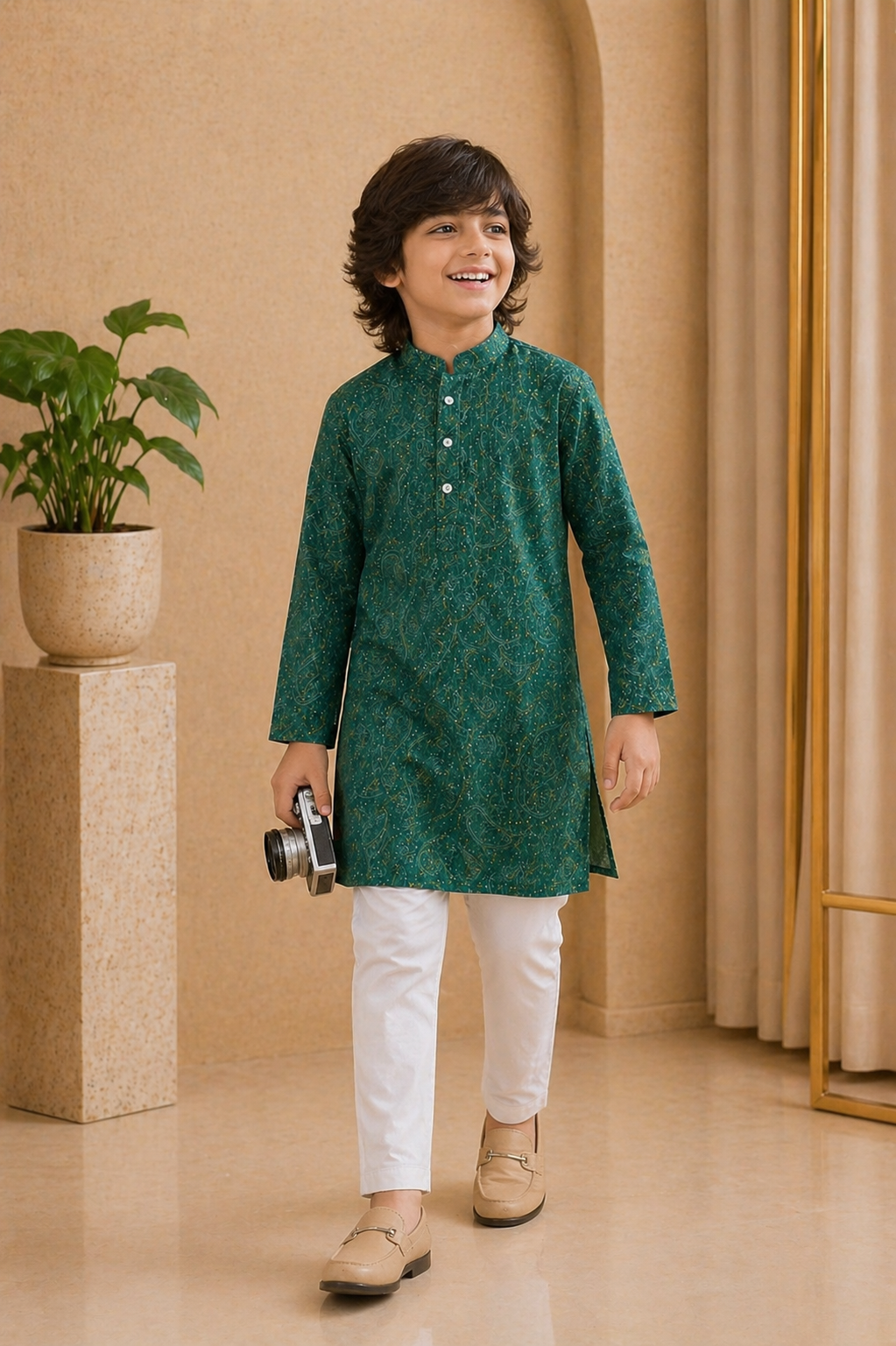 Misbis Boy's Embroidery Kurta With Pyjama