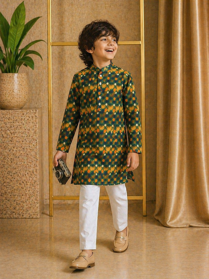 Misbis Boy's Embroidery Kurta With Pyjama