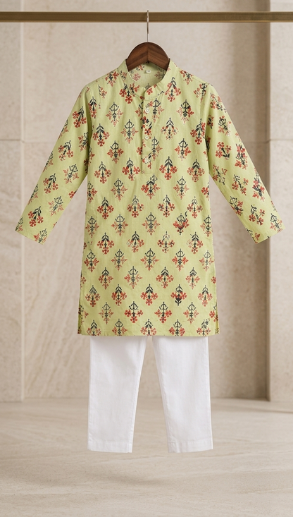 Misbis Boy's Embroidery Kurta With Pyjama