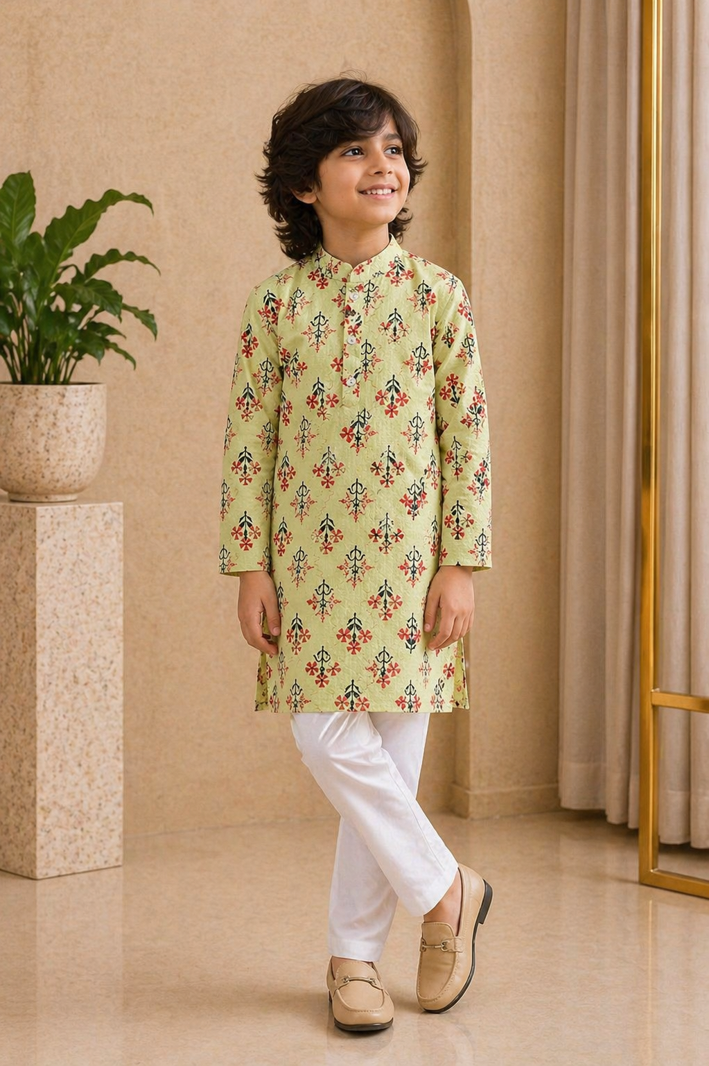 Misbis Boy's Embroidery Kurta With Pyjama