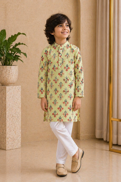 Misbis Boy's Embroidery Kurta With Pyjama