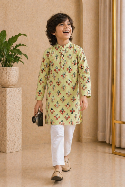 Misbis Boy's Embroidery Kurta With Pyjama