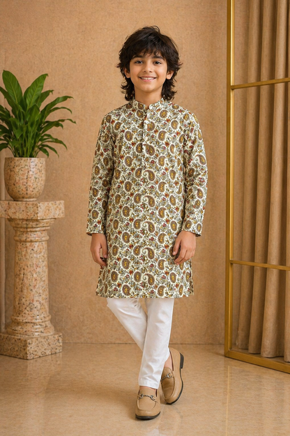 Misbis Boy's Embroidery Kurta With Pyjama