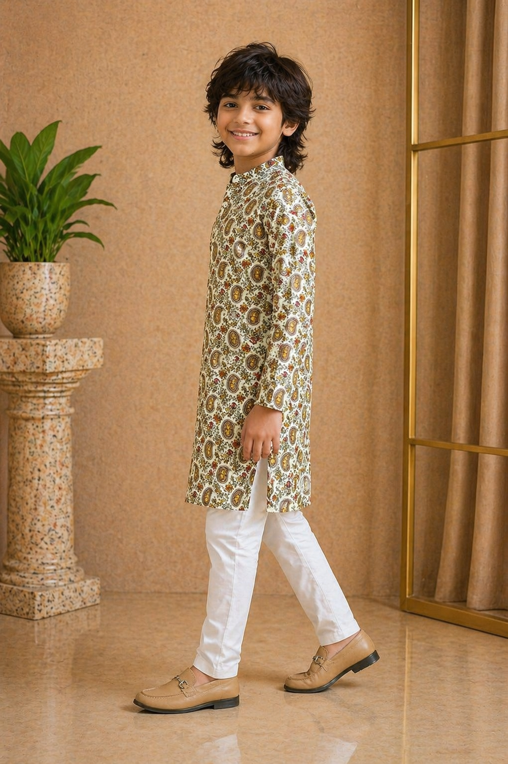 Misbis Boy's Embroidery Kurta With Pyjama