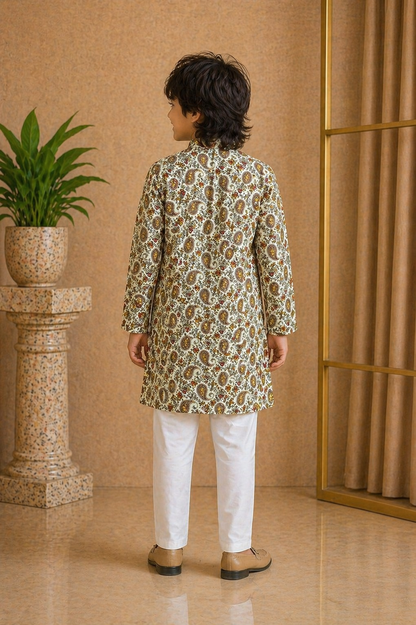 Misbis Boy's Embroidery Kurta With Pyjama