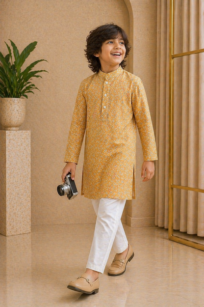 Misbis Boy's Embroidery Kurta With Pyjama