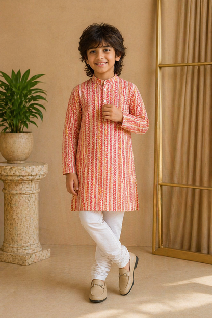 Misbis Boy's Embroidery Kurta With Pyjama
