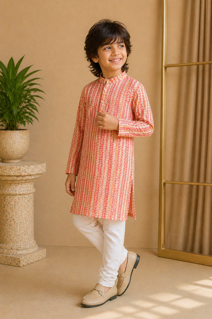 Misbis Boy's Embroidery Kurta With Pyjama