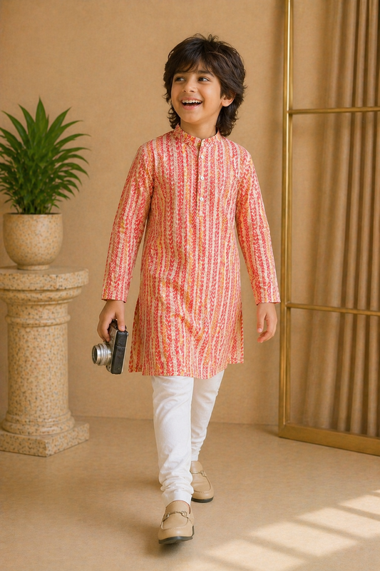Misbis Boy's Embroidery Kurta With Pyjama