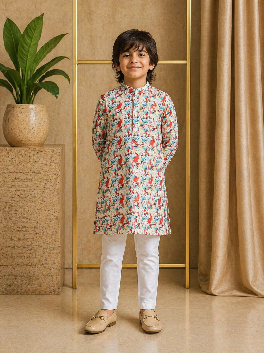 Misbis Boy's Embroidery Kurta With Pyjama