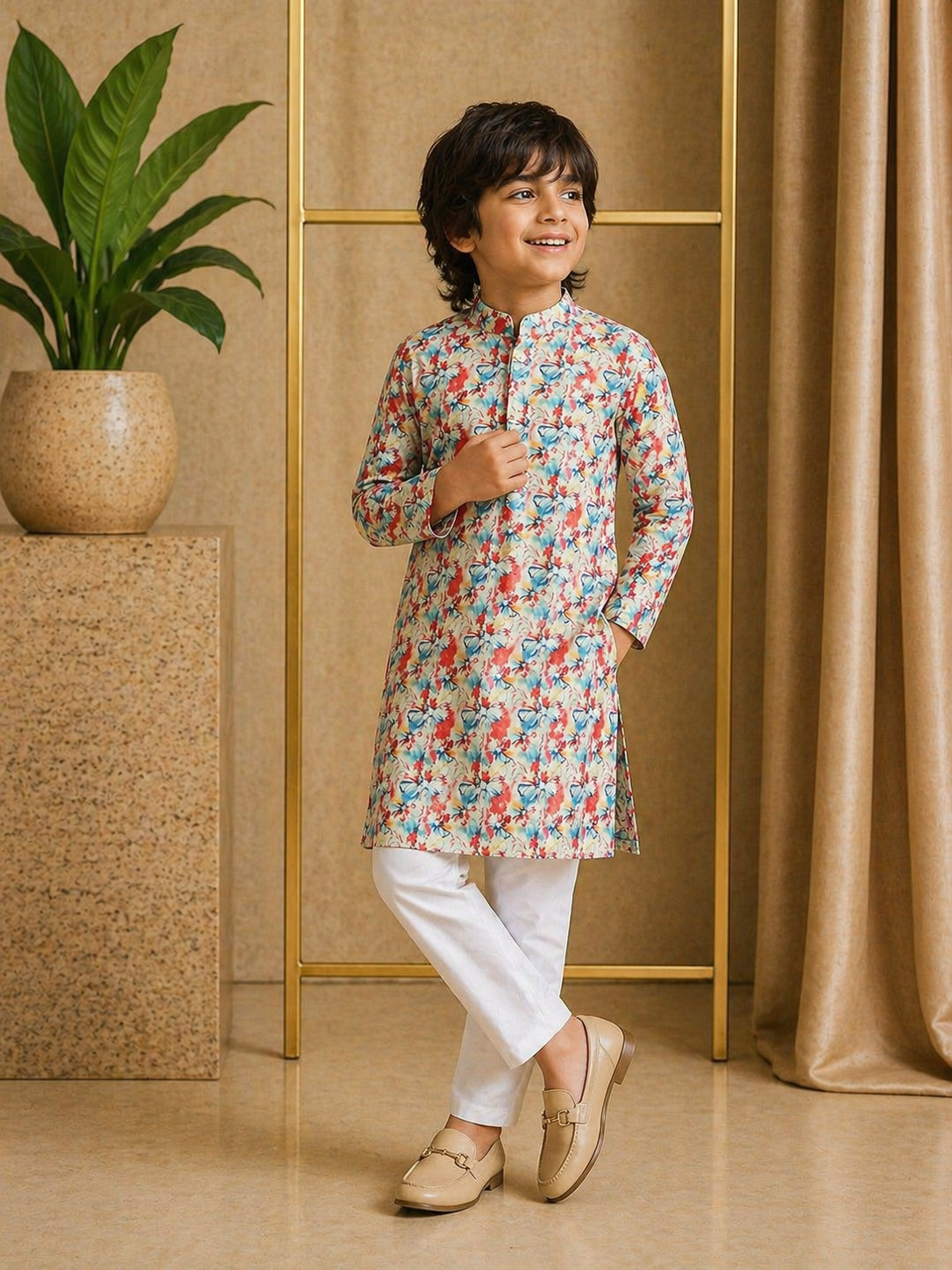Misbis Boy's Embroidery Kurta With Pyjama