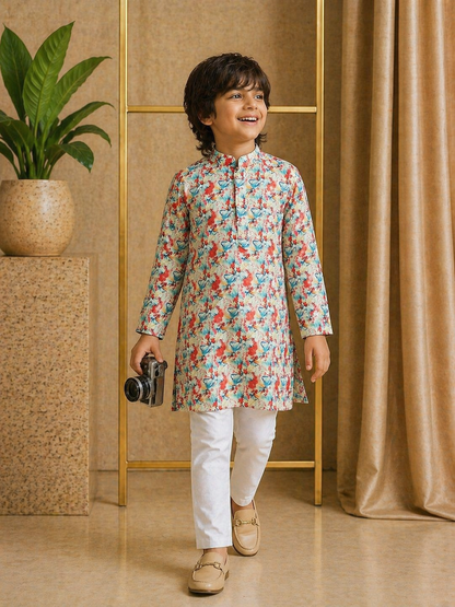 Misbis Boy's Embroidery Kurta With Pyjama